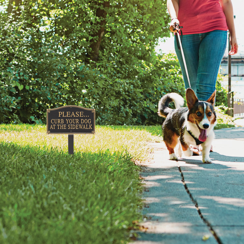 Please Curb Your Dog At The Sidewalk Garden Sign