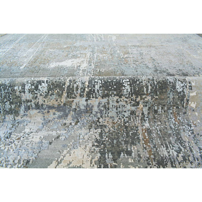 Wool Abstract Area Rug, Rectangle 2' x 3'