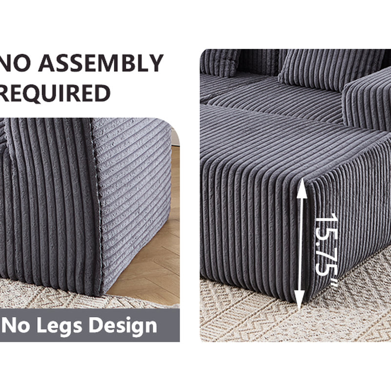 Dark Grey Modular Sectional With Versatile Chaise And Deep Seating Option 3 Upholstered Seats Relaxing