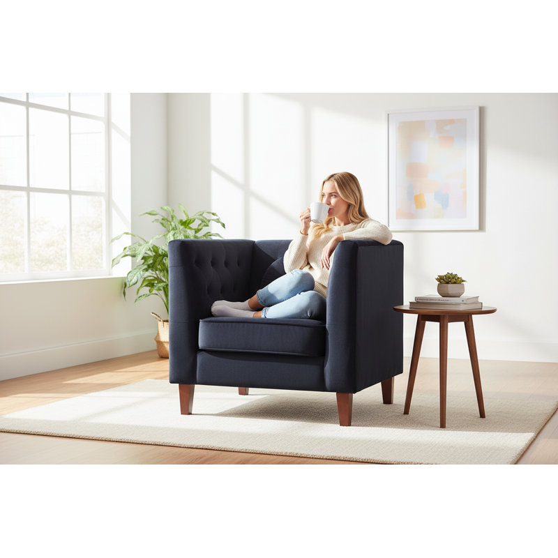 Fauteuil carré en velours, Noir