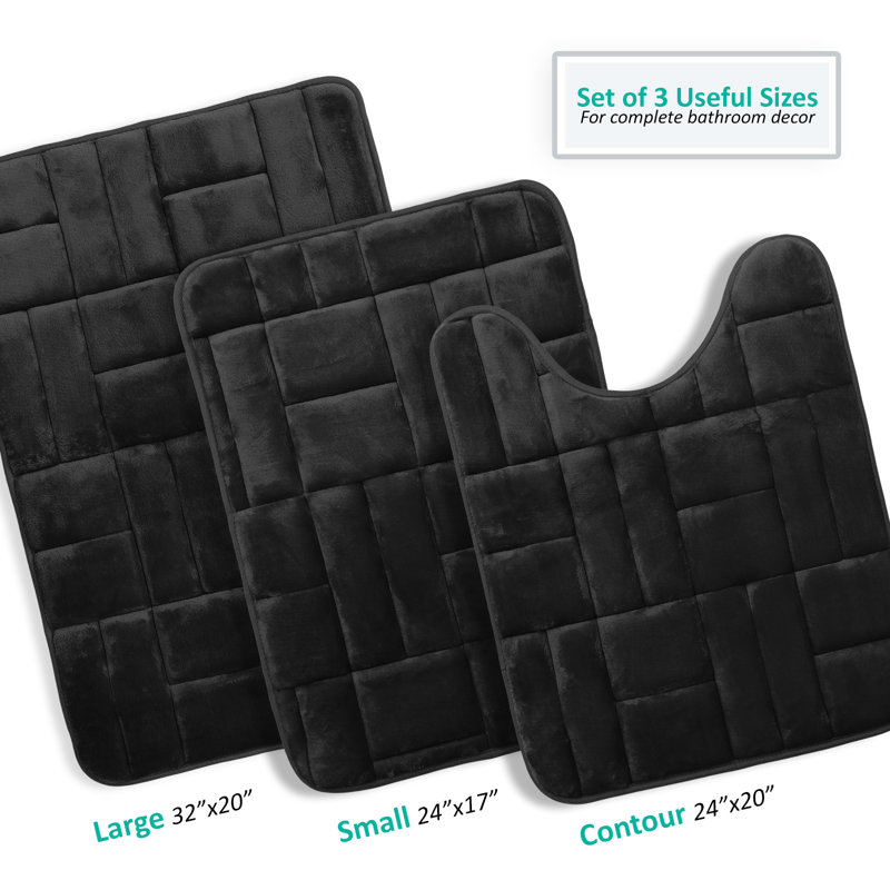 Memory Foam Non-Slip Bath Rug, Black