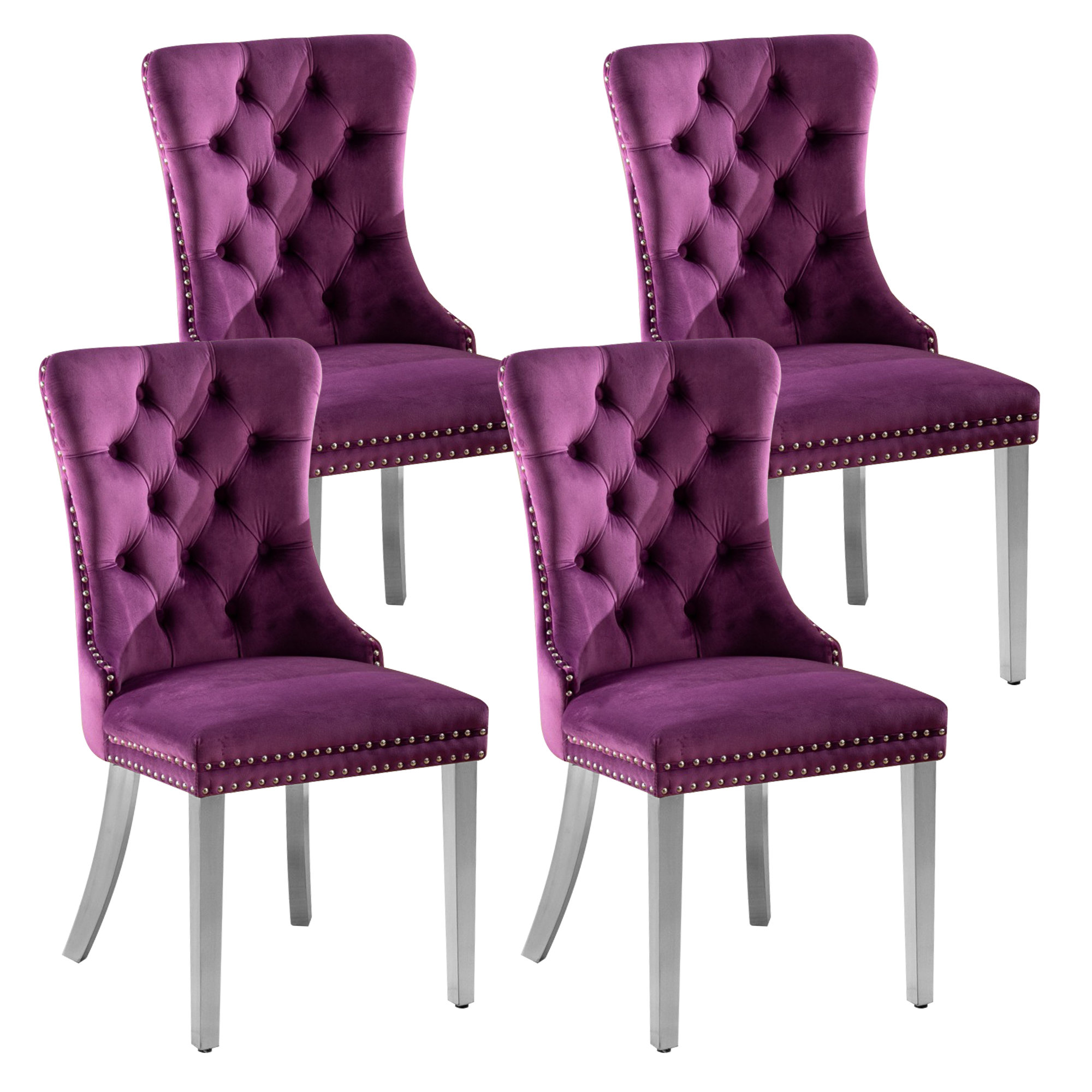 Rosdorf Park Klingbeill Tufted Velvet Upholstered Metal Accent