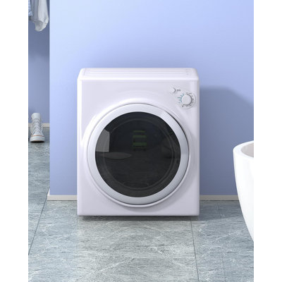 Compact High Efficiency Electric Dryer with Delicate Dry, Portable Dryer with Child Lock in White, Easy Knob-Control Panel for 4 Automatic Drying Mode