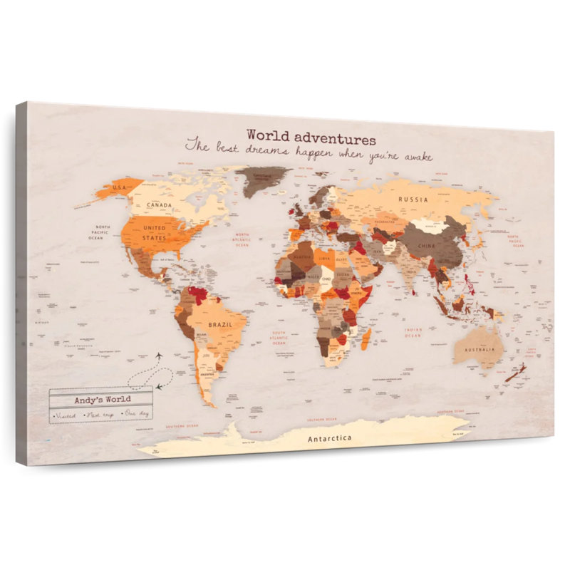 Carte du monde personnalisée, H 16 po x l 24 po, Oui