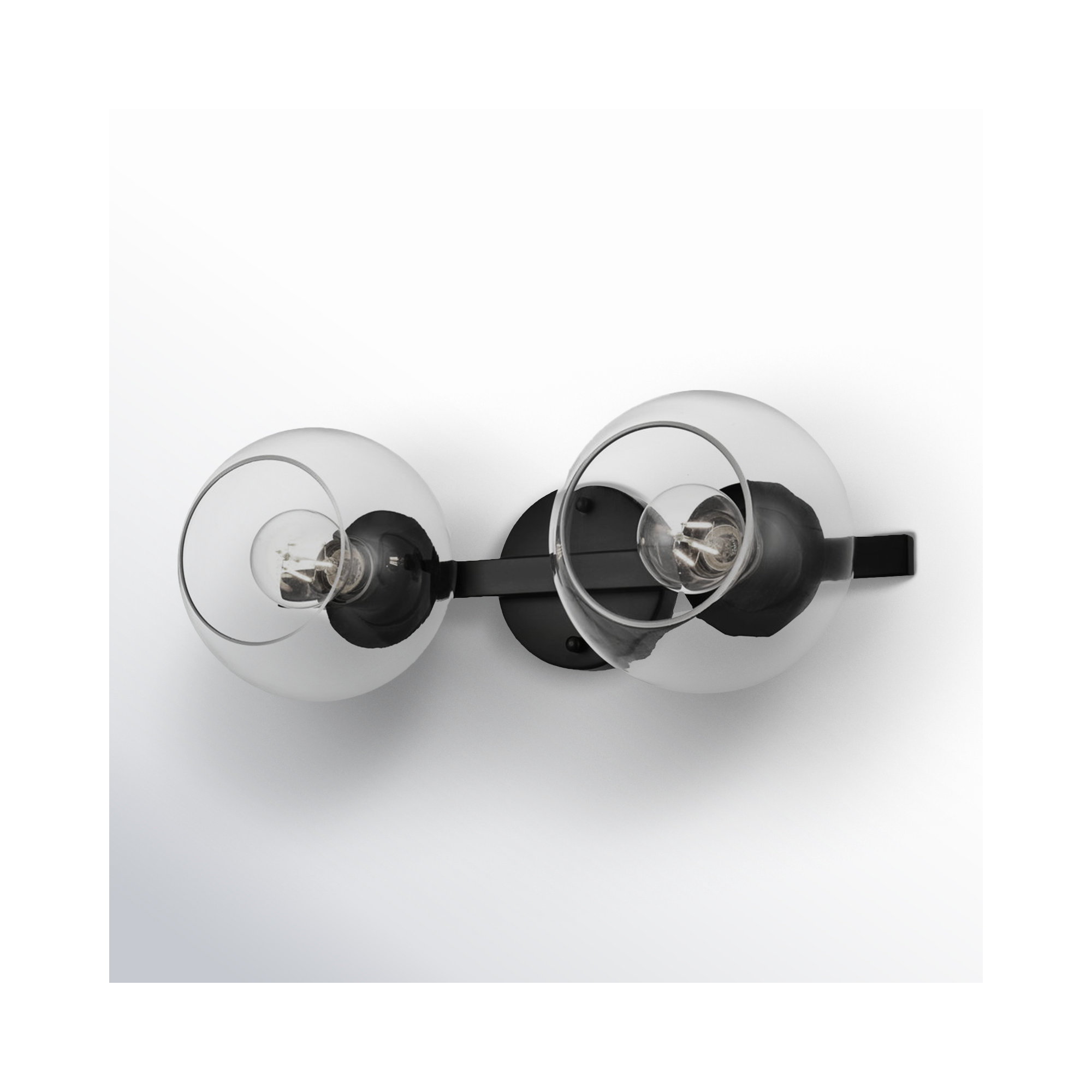 Nathalie 2 Light Glass Dimmable Armed Sconce, 2 Lights, 7" H x 17" W x 17" D, Black