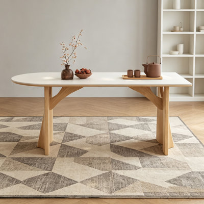 Table de salle à manger demi-cercle crème