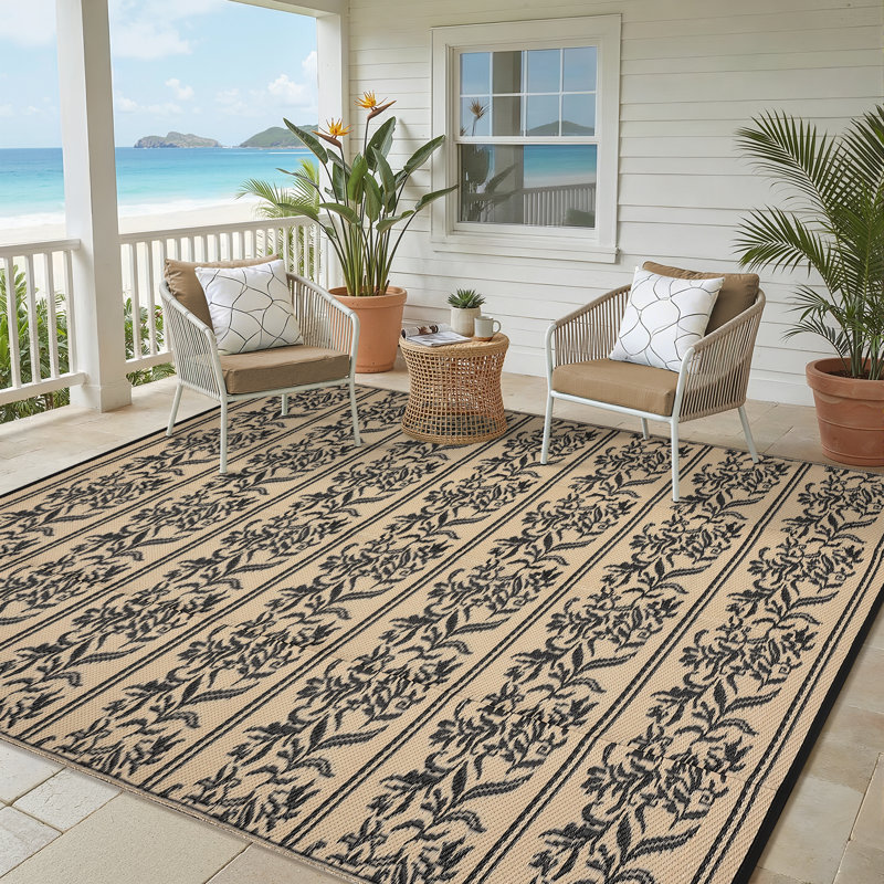 Area Rugs Waterproof Reversible Outdoor Rug UV & Mark Resistant Patio Carpet for RV, Camping, Picnic, Deck, Backyard, Brown