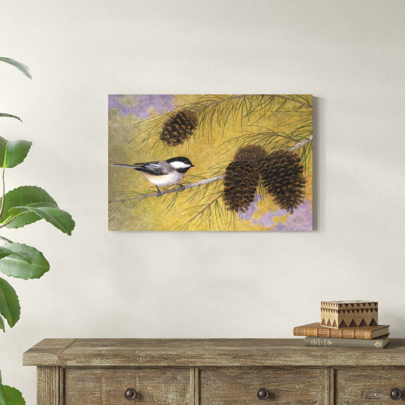 Mésange dans les pins I, H 20 po x l 30 po x P 1,25 po