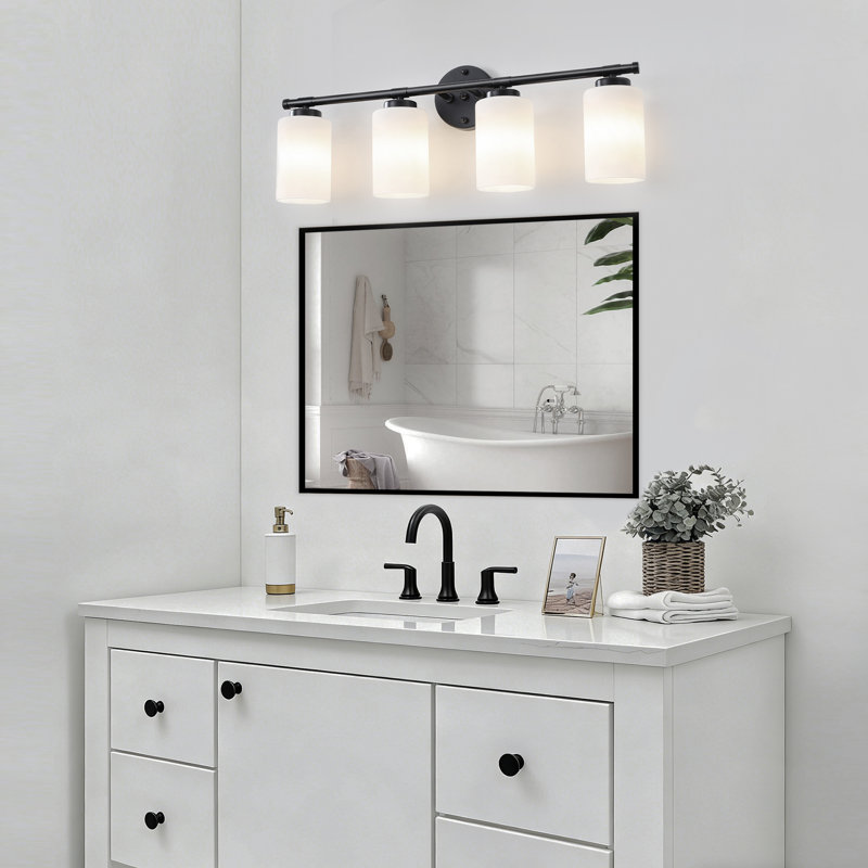 Borasisi Dimmable Vanity Light, 4 Lights, Black