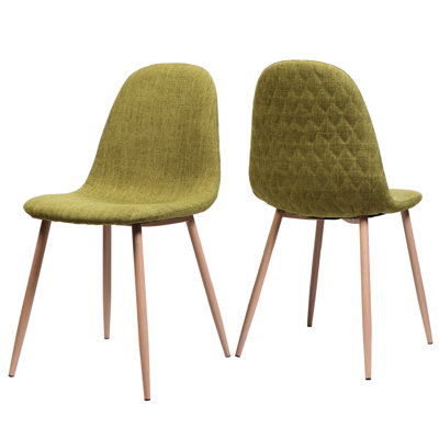 Two Fabric Dining Chairs With Iron And Wood Finish Legs, Walnut, Some Assembly Required, 21.4" X 18.38" 34.12 Of 2 In Legs Finish, Hand Crafted, 18.38"W 21.4"D 34.12"H