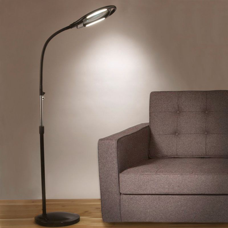 Pro 44 in. Industrial 2.25X Magnifying LED Floor Lamp with Adjustable Gooseneck Head
