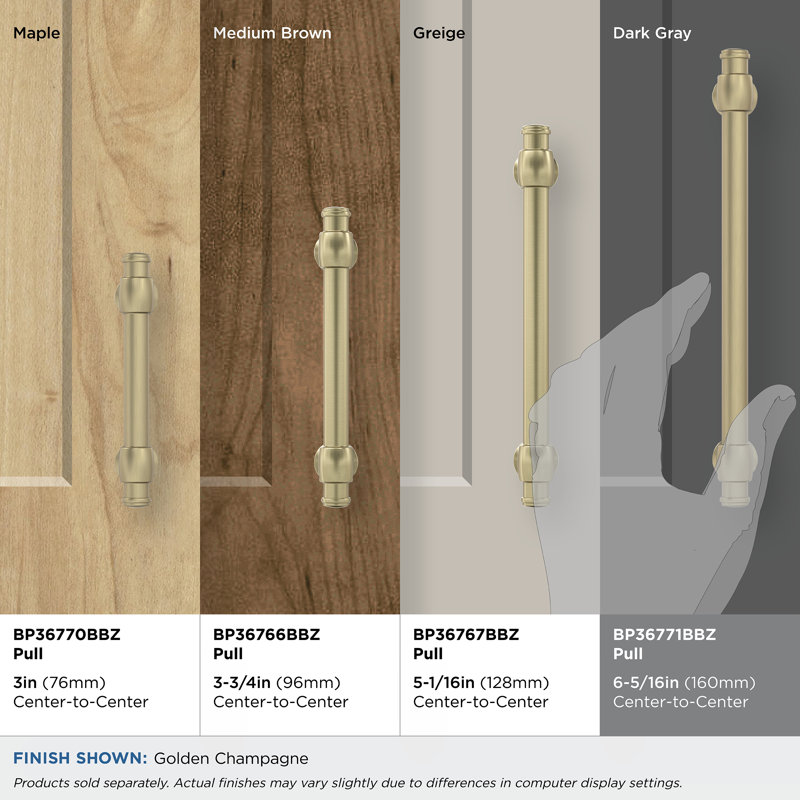 Poignée d'armoire à champagne 6 à 16 pouces (160 mm) Winsome, Champagne doré, 6 5/16"