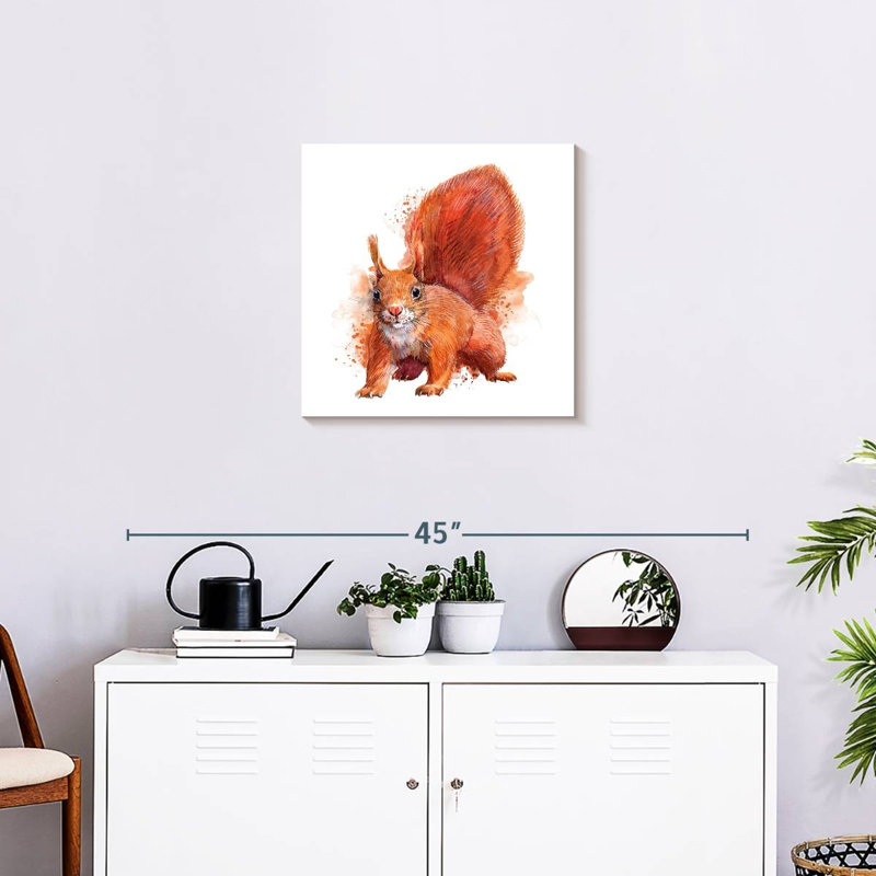 Squirrel Watercolor, 20" H x 20" W