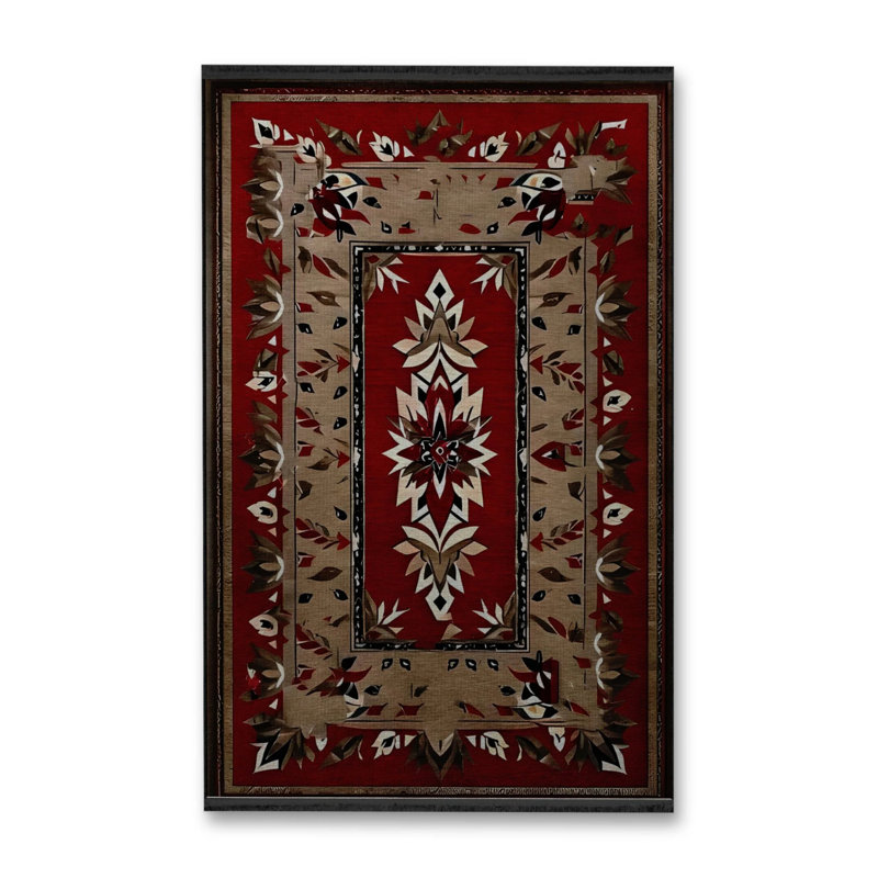 Tapis décoratif rétro multicolore bourgogne, Tapis de couloir 2 pi 8 po x 6 pi 7 po