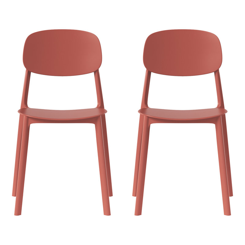 Outdoor Stacking Dining Side Chair, Red