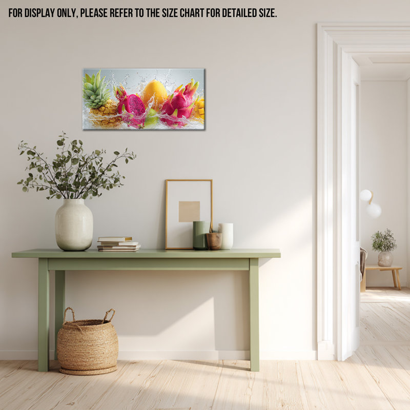 Art mural de fruits tropicaux - Impressions de cuisine moderne sur toile pour la salle à manger, décoration murale de photos de fruits pour l'espace de cuisine, cadre en toile tendue de pin