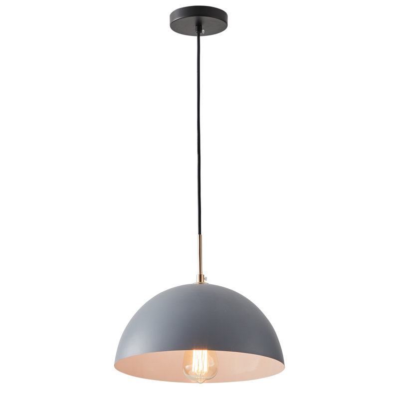 Luminaire suspendu bol 1 lumière Mileah, Gris