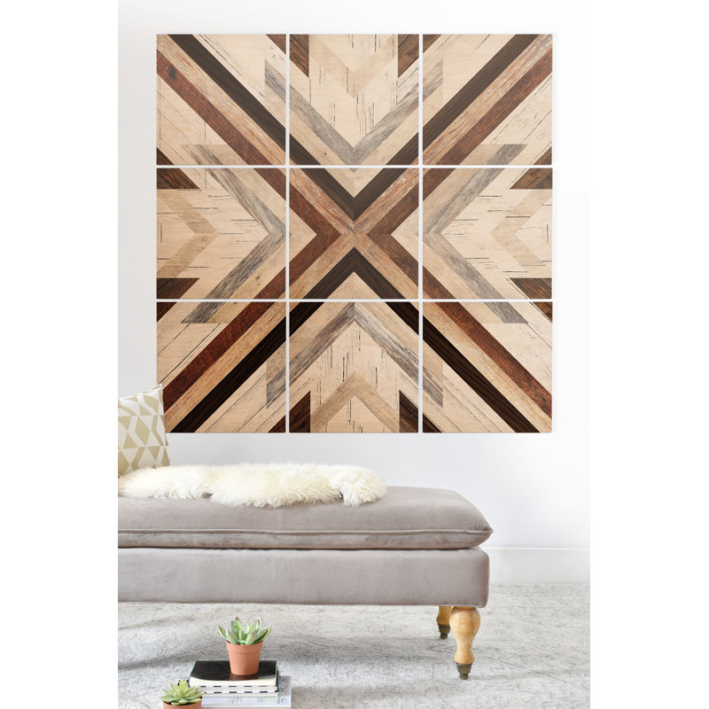 «Geo Wood 1» par Iveta Abolina, ensemble de 9 impressions sur bois, H 60 po x l 60 po x P 0,5 po