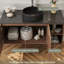 Meuble-lavabo flottant moderne de 36 po avec lavabo rond, armoire de rangement murale avec 1 armoire et 2 compartiments ouverts, plateau de table en faux marbre noir