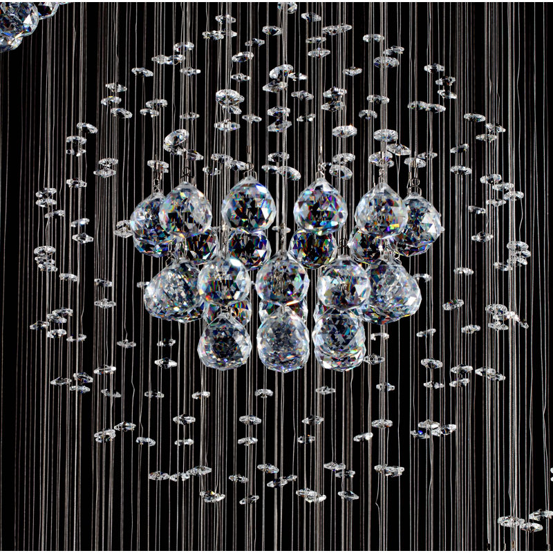 13-Light Modern Crystal Dimmable Geometric Pandent Light For Living Room Foyer Enterance, 86.6" H x 31.5" W x 31.5" D
