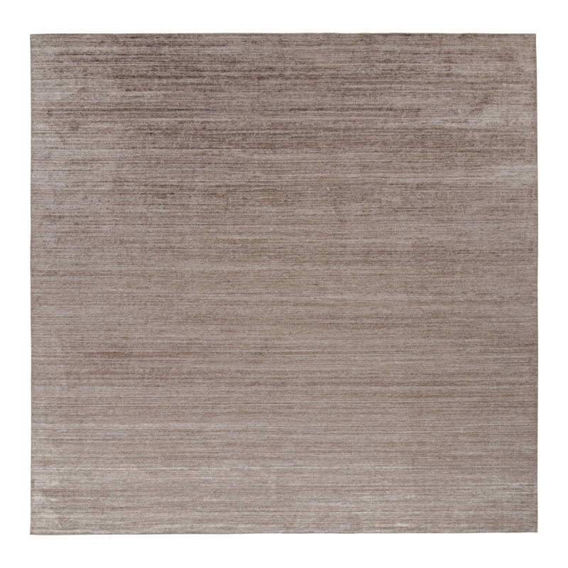 Rug & Kilim's Oversized Textural Square Rug In Solid Beige-Brown Striae