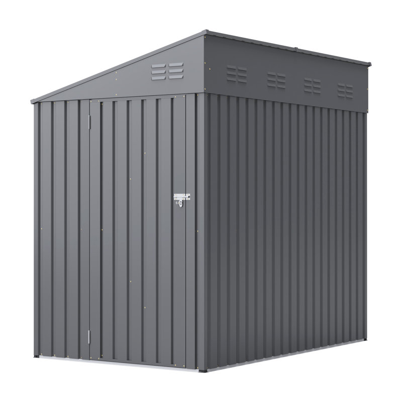 4X7 Ft. Metal Lean-To Storage Shed Outdoor Tool Room With Door Lock And Foundation Kit Included
