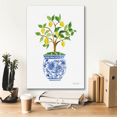  'Lemon Chinoiserie 1 V2' by Farida Zaman Canvas Wall Art, 18" x 26"