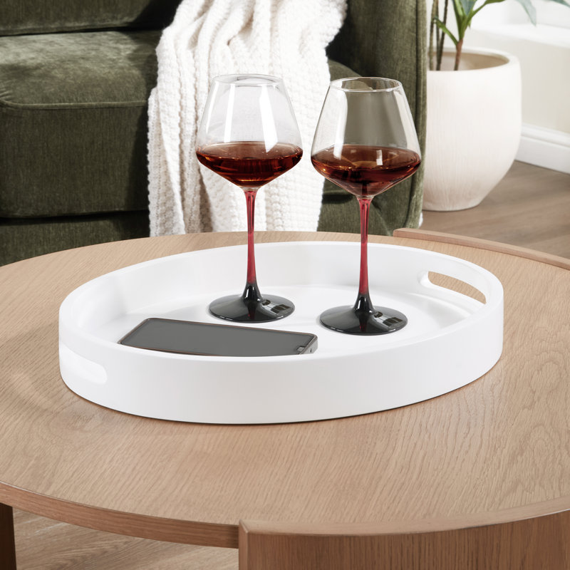 Burke Oval Decorative Serving Tray, White
