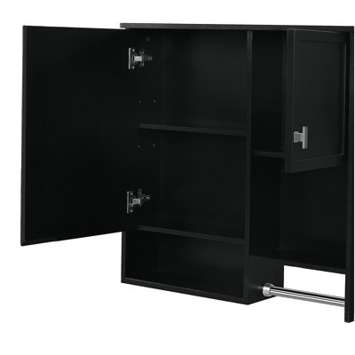 Armoire à pharmacie murale 29 po x 28 po, armoire de rangement murale avec miroir, armoire de rangement pour salle de bain avec barre à serviettes