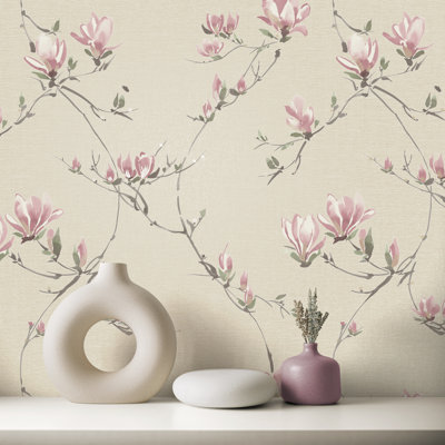 Isla Floral Luxury Textured Vinyl Wallpaper
