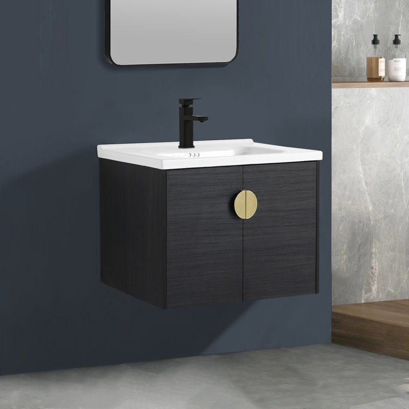 Meuble-lavabo mural avec lavabo , Noir châtaignier, 28"