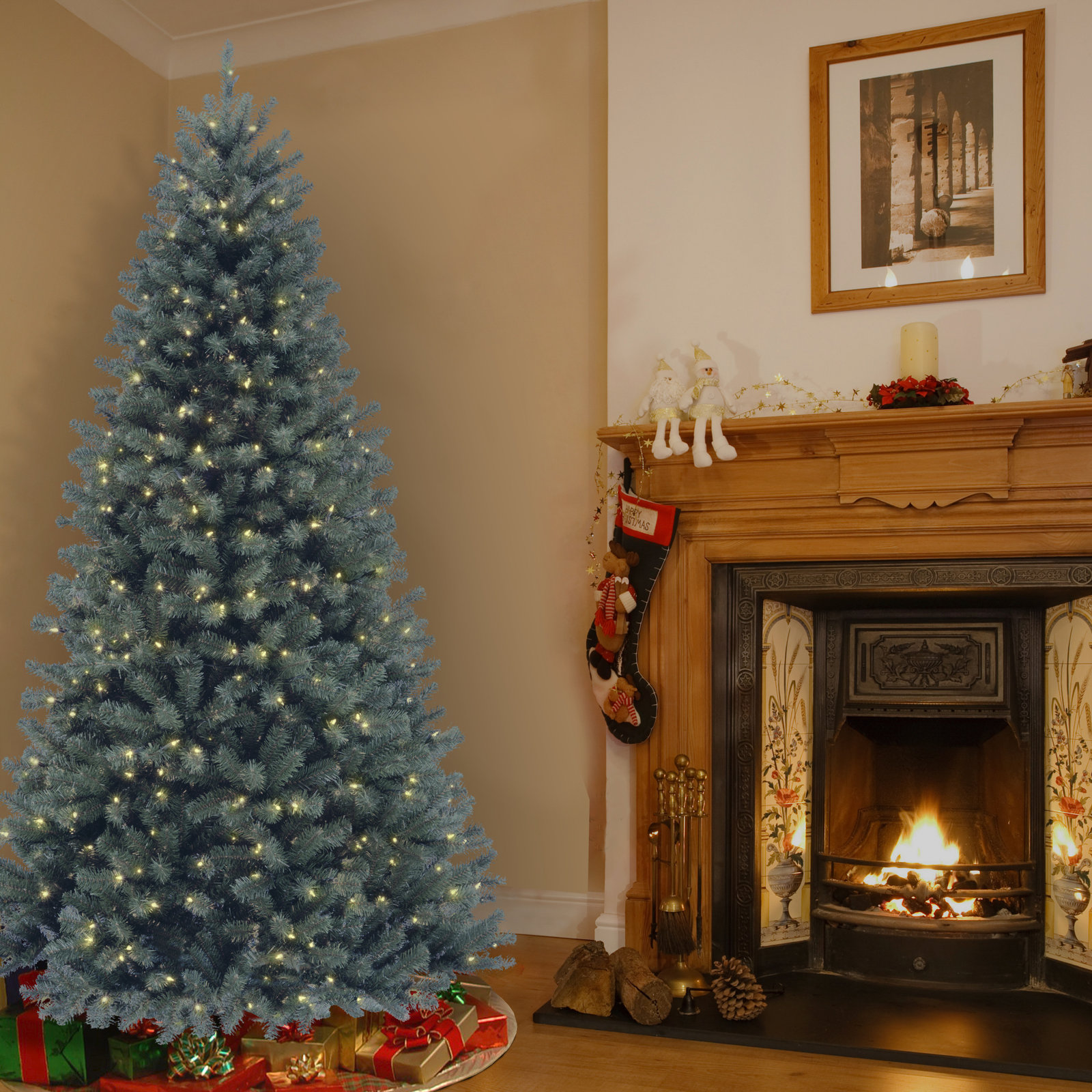 The Holiday Aisle® North Valley Blue Spruce Tree with Clear Lights, 108" H