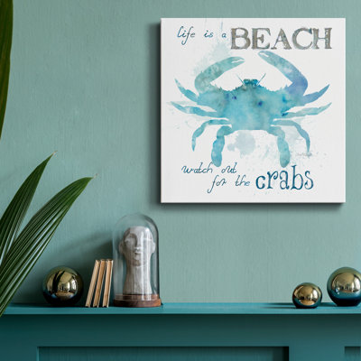 «Beach Sign Crab», reproduction sur toile tendue