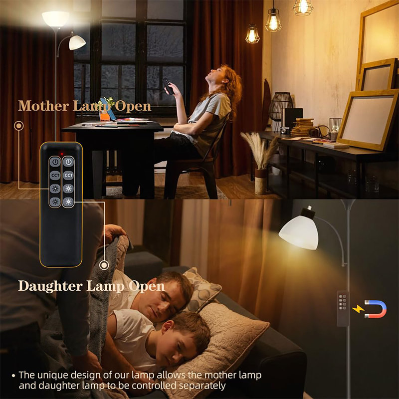 Lampe sur pied 70 po pour salon, Noir, noir, noir, noir