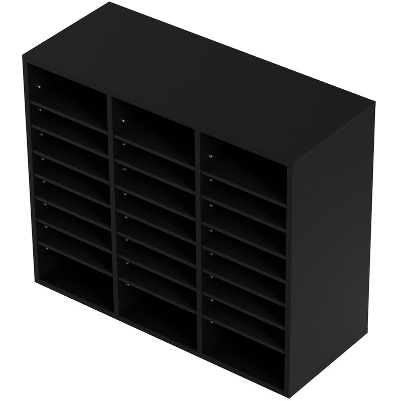 Organisateur de documents en bois, 24 compartiments, trieur de dossiers avec tablettes amovibles, fente pour boîtes aux lettres pour l'organisation de salles de classe de bureau à domicile, certifié EPA, noir