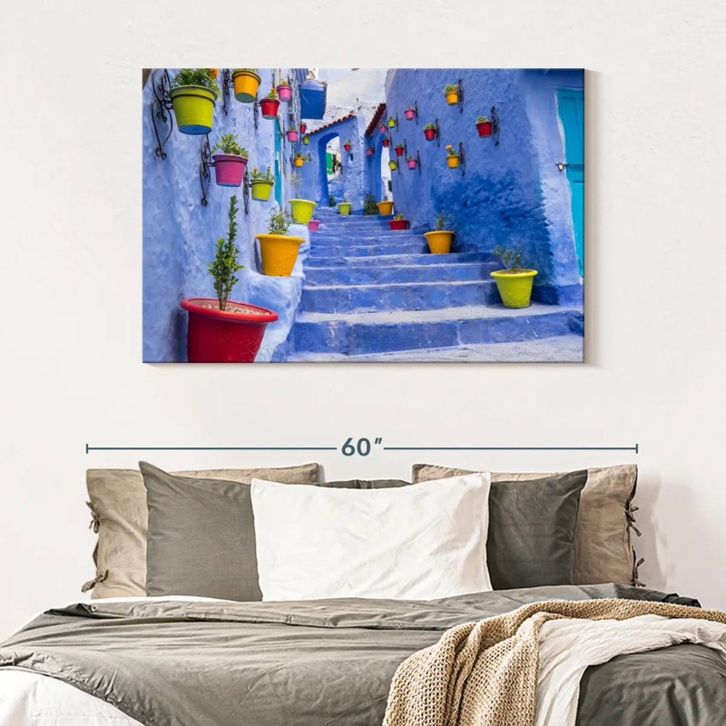 Rue bleue marocaine, H 32 po x l 48 po