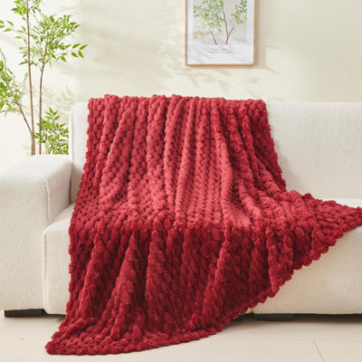 Super Soft Throw Blanket Premium Silky Flannel Fleece 3D Clouds Stylish Jacquard Lightweight Bed Blanket All Season Use 350GSM