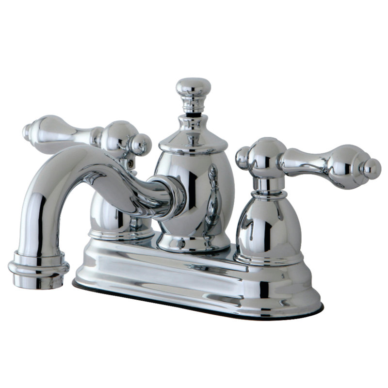 Kingston Brass English Country Two-Handle 3-Hole Deck Mount 4" Centerset Bathroom Faucet with Brass Pop-Up, Polished Chrome