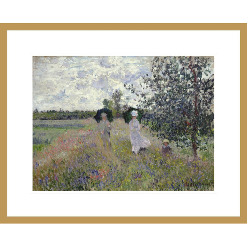 Promenade près d'Argenteuil par Claude Monet, impression giclée encadrée, H 17,65 po x l 21,75 po