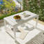 Table longue moderne blanche de 55 pouces pour les projets de salle à manger près de la piscine et de bricolage intérieur