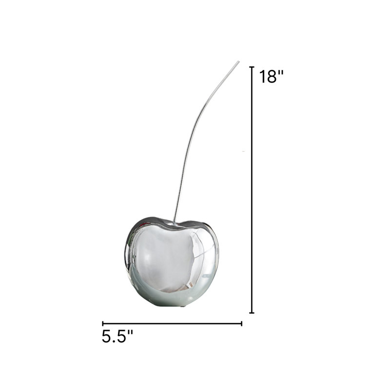 Izara Food & Beverage Figurines & Sculptures, Chrome Cherry, 18" H x 5.5" W x 5" D