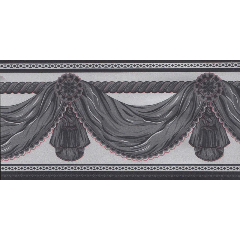 Bordure de papier peint adhésif l 33 pi x l 4 po Viveros, Gris clair