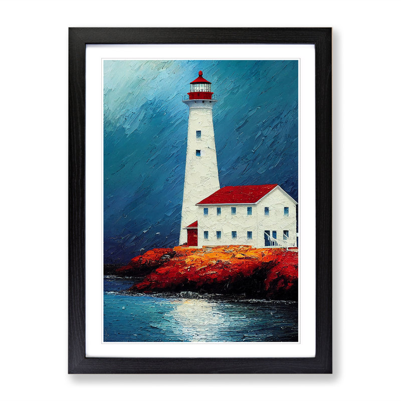 FRM-V0523-1669X Painted Lighthouse Vol.2 - Picture Frame Print, Black, 64cm H x 46cm W x 2cm D