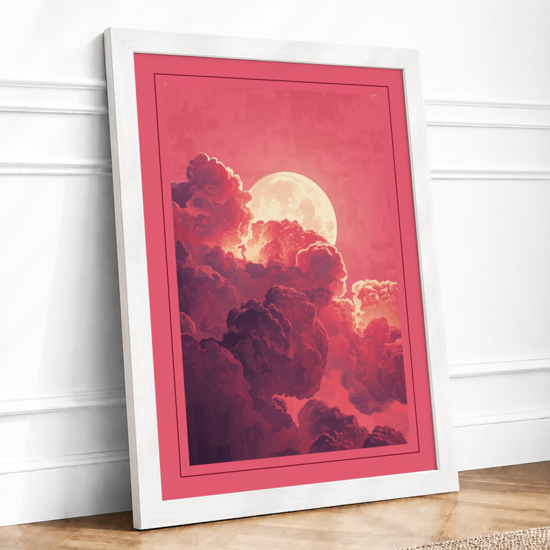 Moonlit Storm Romantic - Framed Print, A3 - 42.0 x 29.7 cm, White
