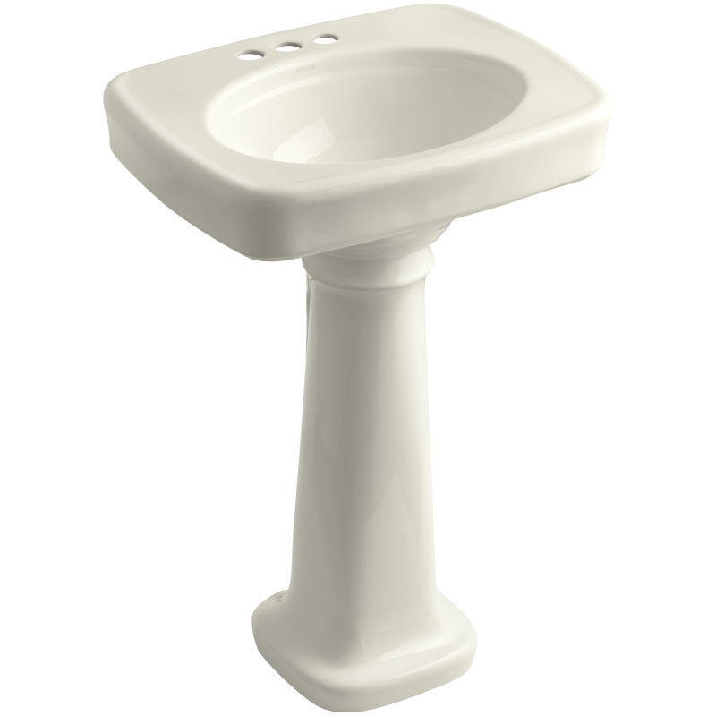 Bancroft 28" Tall Ceramic Vitreous China Rectangular Bathroom Sink, Sandbar, 8" Centers, 35.25" H x 21" W x 24" L