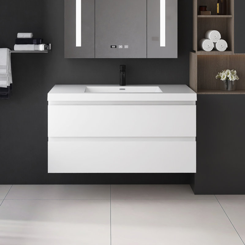 Meuble-lavabo simple 41,93 po avec plateau en résine Charlay
