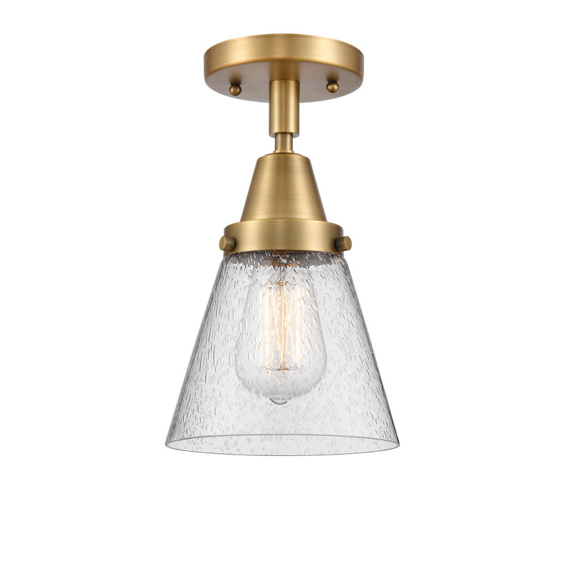 Plafonnier encastré en verre Amede, H 10 po x l 6,25 po x P 6,25 po, Laiton brossé, Grainé