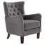 Fauteuil capitonné à boutons, dossier d'appoint avec coussin rembourré, poche latérale et pieds en bois massif-570748920