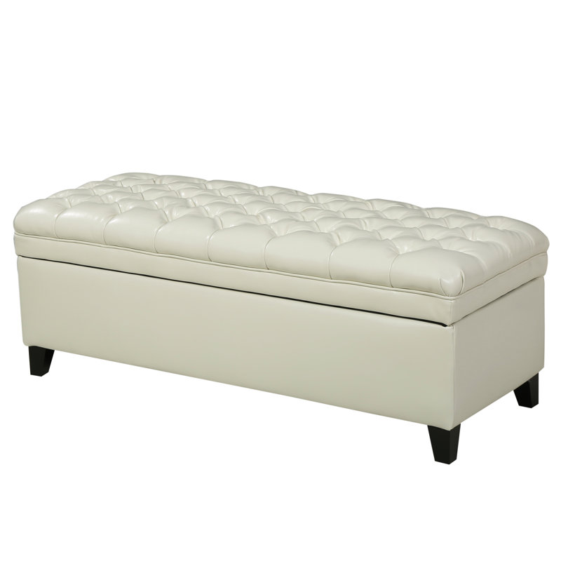 OTTOMAN DE RANGEMENT JULiana, Ivory, Ivoire ivoire