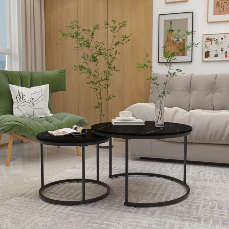 Ensemble de 2 tables basses gigognes, Noir